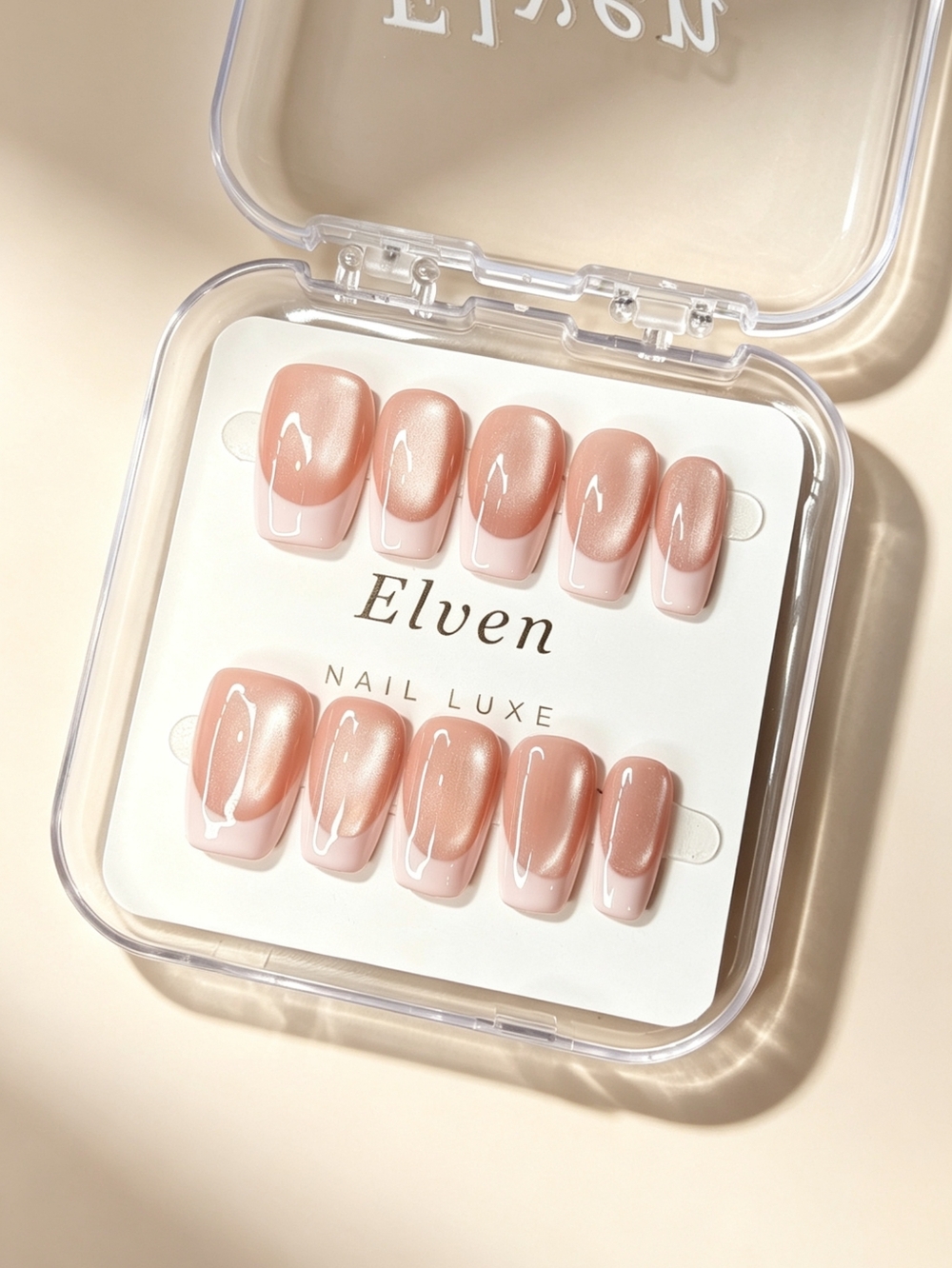 Elegant Pink and Nude French Tips Handmade Short Square Press-On Nails